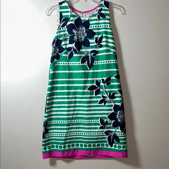 Eliza J | Dresses | Eliza J Green Bright Tropical Floral Striped Sleeveless  Zip Dress Size 6 | Poshmark